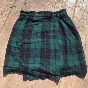 Green plaid GAP wrap skirt